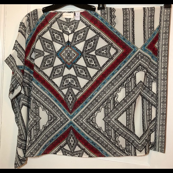 ๐ฌ FINAL MARKDOWN! CHICOโS Scarf Print Slit Shoulder Poncho, 0 = S/M - Picture 4 of 8